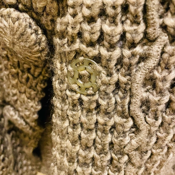 ‼️Close Out‼️ Sweater Coat, Taupe, Beautiful shiny faux fur accent - Picture 4 of 10